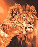 Rihe Lion Kings DIY Coloring Oil Painting Paint By Numbers Kits Drawing Paint On Canvas For Wall Art Picture For living room (Frameless)