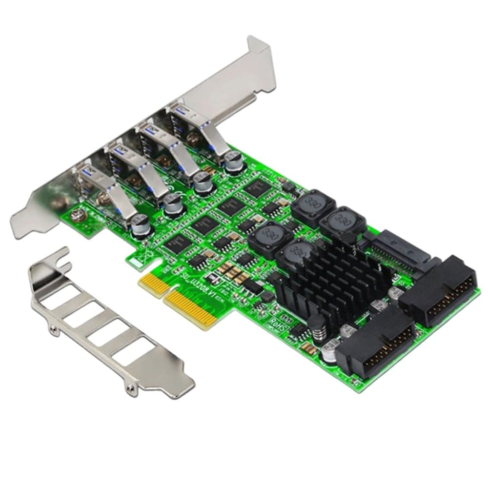 Carte adaptateur PCIe USB 3.0 avec 4 ports et deux en-têtes 19
