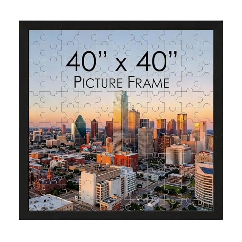 Yalikop 40 x 40 Inch Picture Frame Large Black Frame for Puzzles Photo Poster Wall Mount or Tabletop Display for Poster-frame Silk Scarf Display Artwork Certificates Studio Gallery Home Decoration