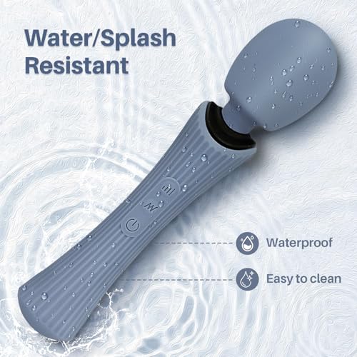Handheld Massager for Muscle Relief - Portable, Waterproof, Soft Silicone, USB Rechargeable with 12 Vibration Patterns & 3 Speeds - Targets Back, Foot, Arm Pain (Dove Blue) - Image 3
