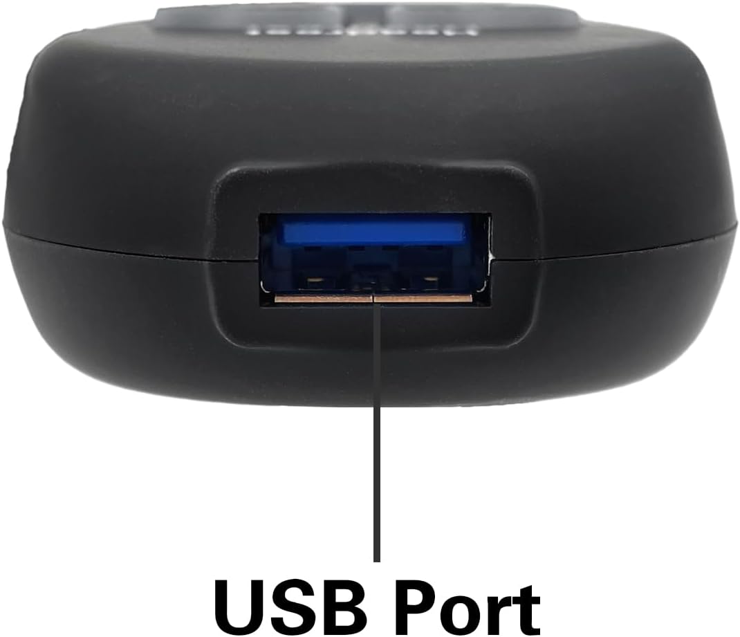 Close-up of the USB charging port on the Fruhdi remote controller