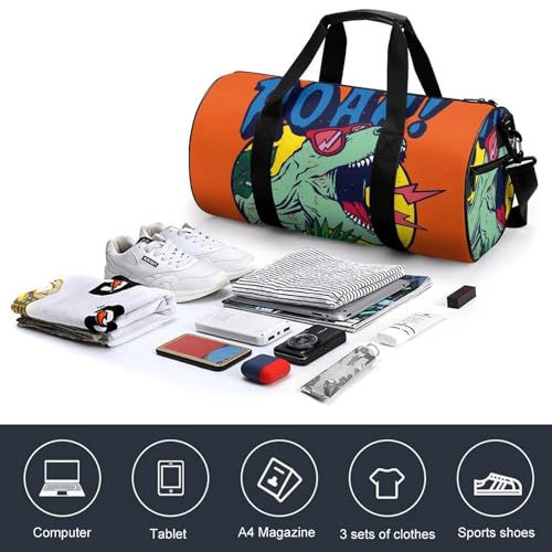 Duffel bag de gym robuste avec imprimé dinosaure original - 4