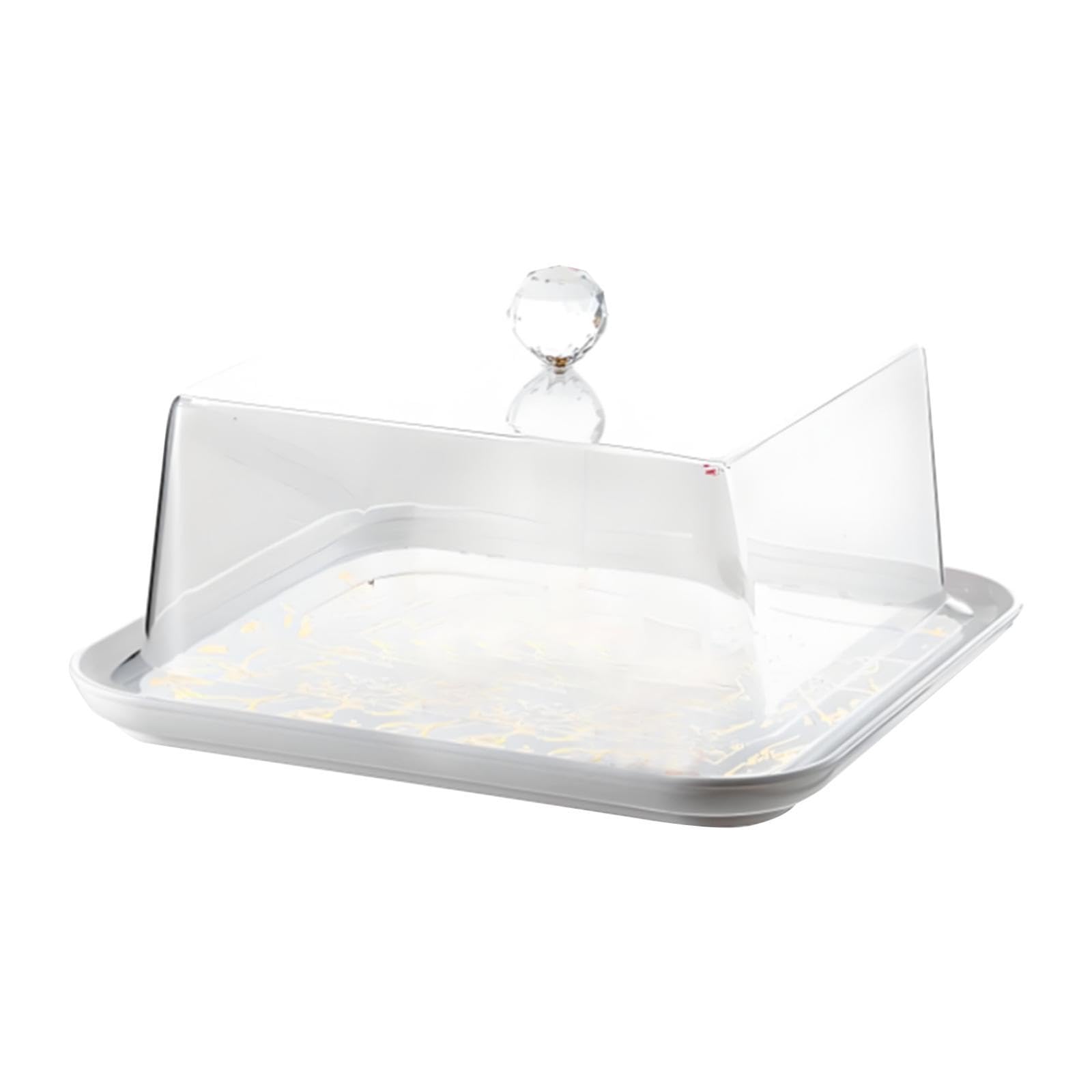 Cúpula Acrílica para Pasteles, Ideal para Proteger Y Exhibir Pasteles en La Mesa, Square Gold S