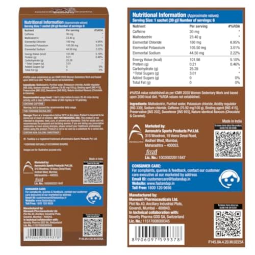Fast&Up Energy Gel- Chocolate Bourbon flavour (Caffeinated) - Pack of 5 Gel Sachets, 30g per sachet- For Instant energy boost, Improved endurance and performance - Image 9 thumbnail