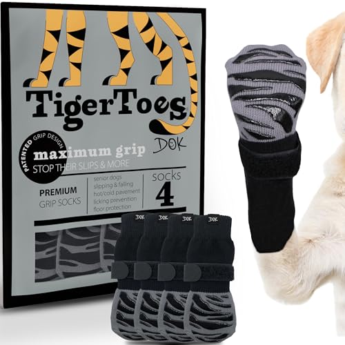 DOK TigerToes Premium Non-Slip Dog Socks for Hardwood...