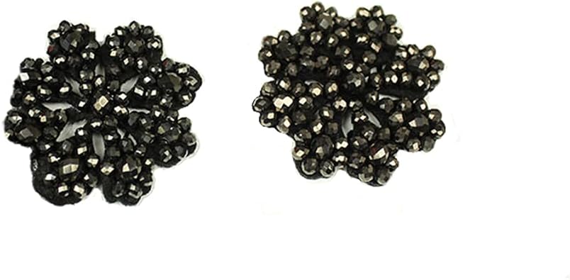 1 Pair Bead Flower Shoe Decoration Crystal Shoes Clip with Glass beads Shoe Accessories Black