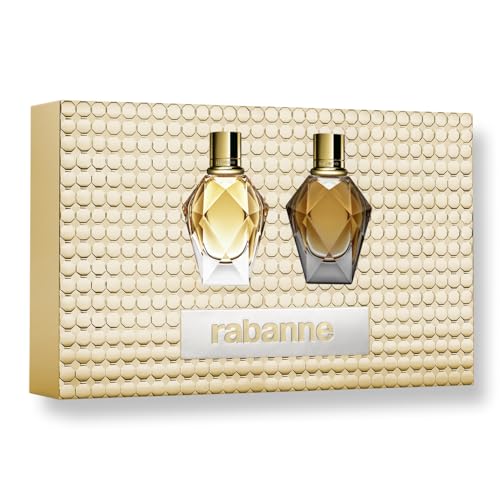 Rabanne Million Gold For Her Mini Gift Set for Women - Long Lasting Grand Floral Eau de Parfum + Parfum with Sparkling Rose White Flowers & Salty Musk - 2 Piece Travel Fragrances