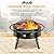 Joyfair 30inch Fire Pit, Outdoor Wood Burning Bonfire Firepit BBQ Grill with Cover & Poker Accessories Kit, Heavy Duty Round Camping Fire Pits with Spark Screen for Outside Patio Backyard (Large)