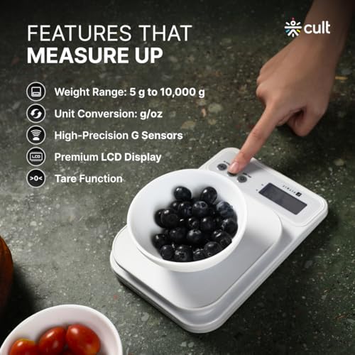 Image of Fitkit by Cult Digital Kitchen Food Scale,10kg Limit, LCD Display, Tare & Unit Conversion, Ideal for Kitchen & Diet Tracking