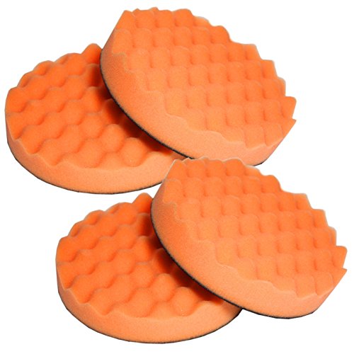 Brestol Polierscheibe fest & gewaffelt 4er Set 150 mm - Klett-Polierscheibe Klettpolierscheibe Polierhaube Polierpad Polierteller Polierschwamm