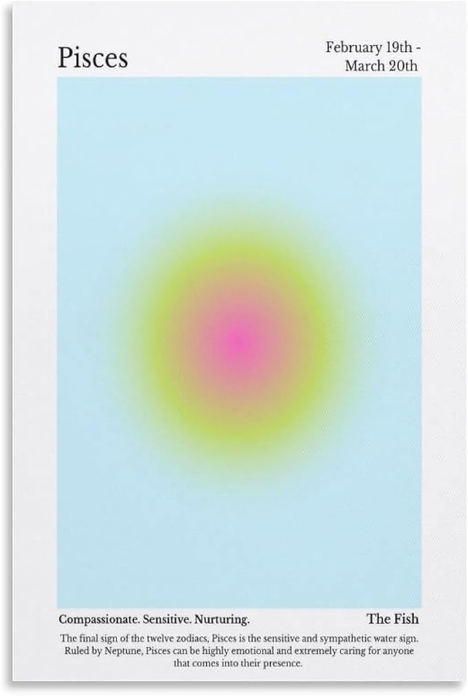 ZLEIZ Pisces Aura Print Canvas Wall Art Print Poster For Home School Office Decor Unframe-style12x18inch(30x45cm)