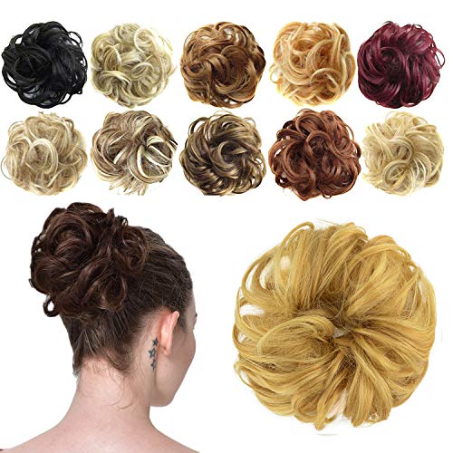FESHFEN Hair Bun Extensions Messy Curly Hair Scrunchies Hairpieces Synthetic Donut Updo Hair Pieces for Women Girls