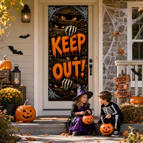 Image of Halloween Door Decorations - Halloween Keep Out Door Cover