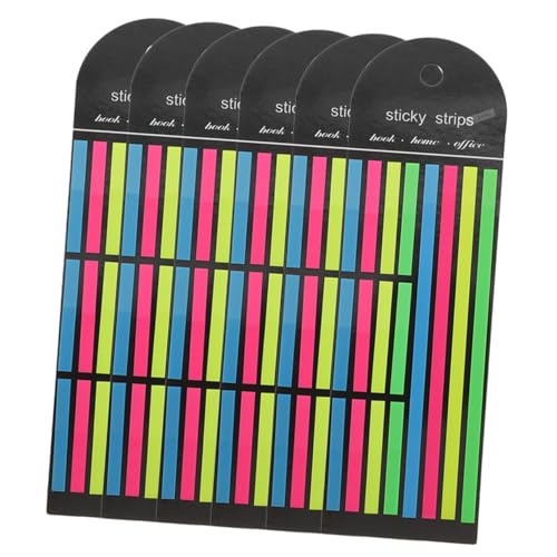 WEKAMOS 6個 蛍光便利付箋 極細インデックスタブ 透明カラフル読書用ストリップ 手書きメモ対応 ノート整理 学習補助に