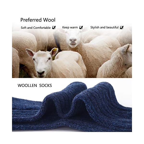 Jeasona Womens Wool Socks Thick Warm Winter Vintage Knit Thermal Gifts (Multicolored Dark) - Image 5