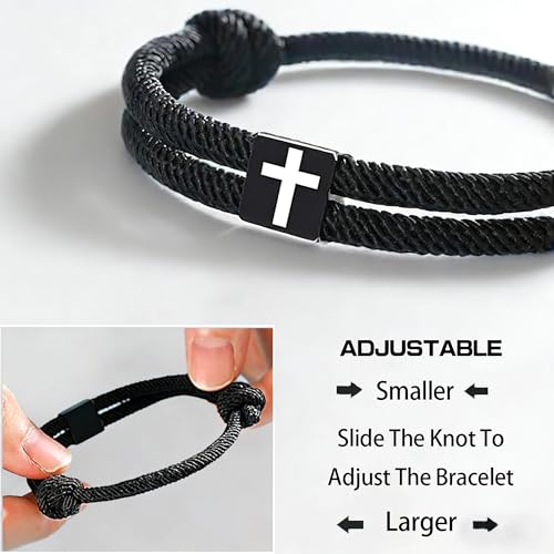 Image of Cross Bracelet Gifts for Baptism First Communion Confirmation, Christian Religious Christening Gift for Boys Men Son Girls Grandson Nephew Godson Teens