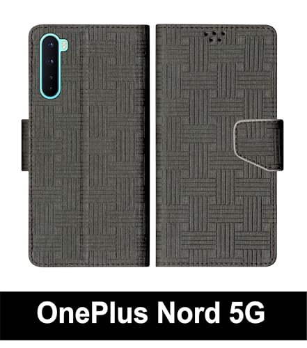 Image of SBMS Flip Cover Case for OnePlus Nord 5G Back Case Cover with Magnatic Closure | Inbuilt Stand | Card & Money Pocket (Mat Black)