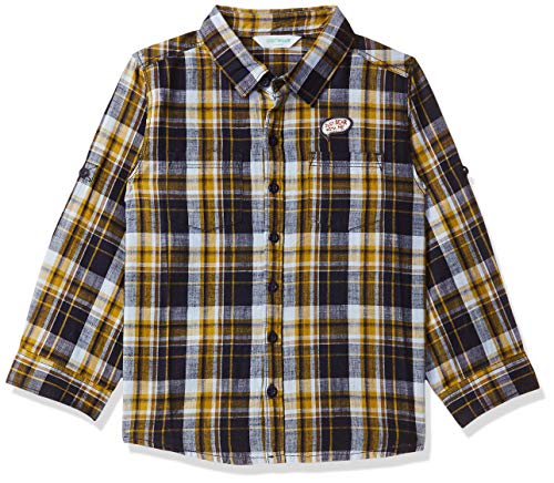 Image of miniklub Boys Blue Regular Fit Printed Casual Shirt