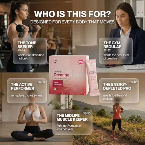 Image of Setu Sparkling Creatine HCL | Effervescent Powder | With L-Carnitine & Beetroot Extract | For Lean Muscles, Stamina & Recovery | Berry Lemonade Flavor | 25 Servings