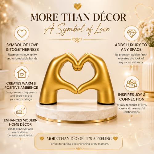 Image of PulGos Golden Hand Heart Statue | Aesthetic Gift | Home & Office Decor