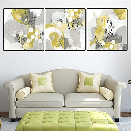 Art mural abstrait jaune toile nordique 80x80 cm lot de 3 affiches modernes sans cadre