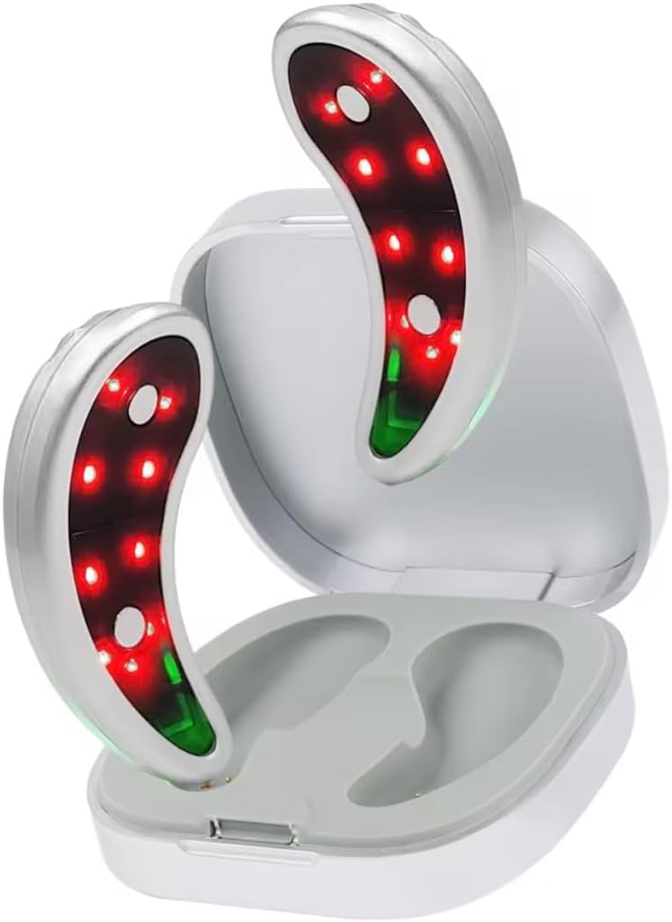 LED Red Light Therapy Under Eye Massager, EMS Treatment Device for Dark Circles and Eye Bags, Silver