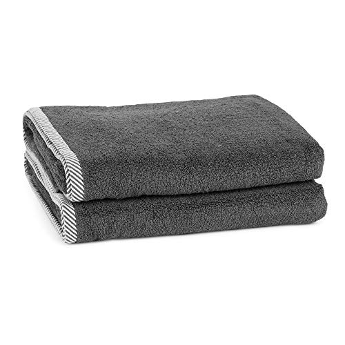 Sense of Home Twisted Handtücher 100 % Baumwolle - Gästehandtuch, Duschtuch, Saunatuch, Waschlappen und Badetuch - Handtuch Anthrazit | 2er-Set Duschtuch Cover