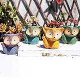 GZQCI 4 Pack Succulent Pots, Ceramic Flower Planter Pot, Little Fox Succulent Planters, Cute Cactus Flower Pot Garden Planters, Valentine's Day Gift，Office Home Decoration
