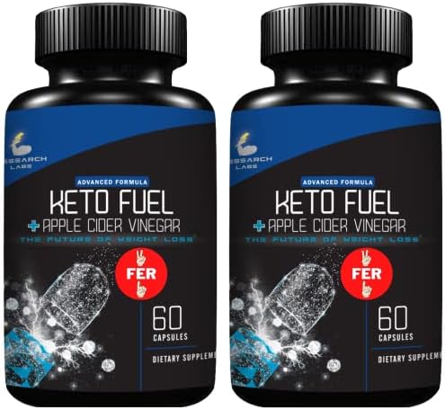 Research Labs 2 fer 1 Ad - Advanced Keto Diet Pills Supplement w/ Apple Cider Vinegar. 120 Count. Proprietary Ketones Formula for Detox, Appetite Suppressant Weight Loss Diet Pills, Digestion