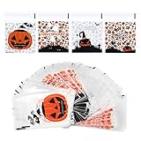 Halloween-Tischdekoration: Wenn Sie eine Halloween-Party haben, können Sie damit Ihren Tisch dekorieren, um die Süßigkeiten attraktiver zu machen, und der Tisch passt besser zur Halloween-Horror-Atmosphäre. Es gibt 4 Arten von Bonbontüten, die mit Halloween-Elementen bedruckt sind, wie gruselige Kürbisse, Hexenhüte, Spinnen, Skelette, Geister und 