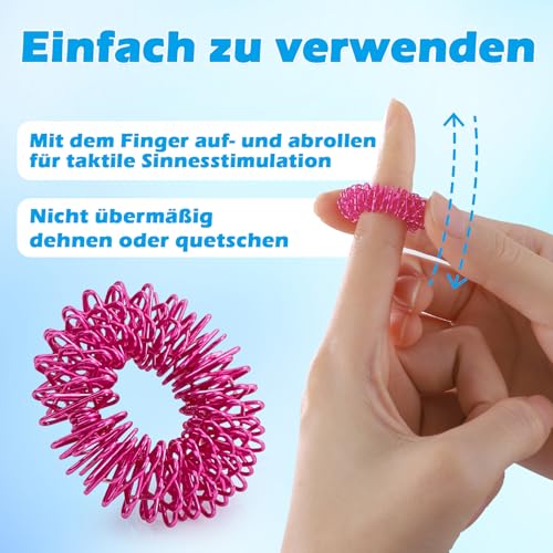 YANGTSUNG Akupressur Ring, 12 Stück Fingermassagering Set für Stressabbau, Entspannung und Förderung der Durchblutung, 27 mm, Massage Finger, Fidget Ring für Erwachsene und für kinder (Farbig)