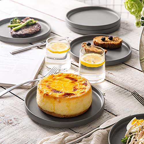 Amorarc Ceramic Dinnerware Set (18Pcs), Stoneware Plates And Bowls Set,Highly Chip And Crack Resistant | Dishwasher & Microwave Safe, Matte Grey #TOP3