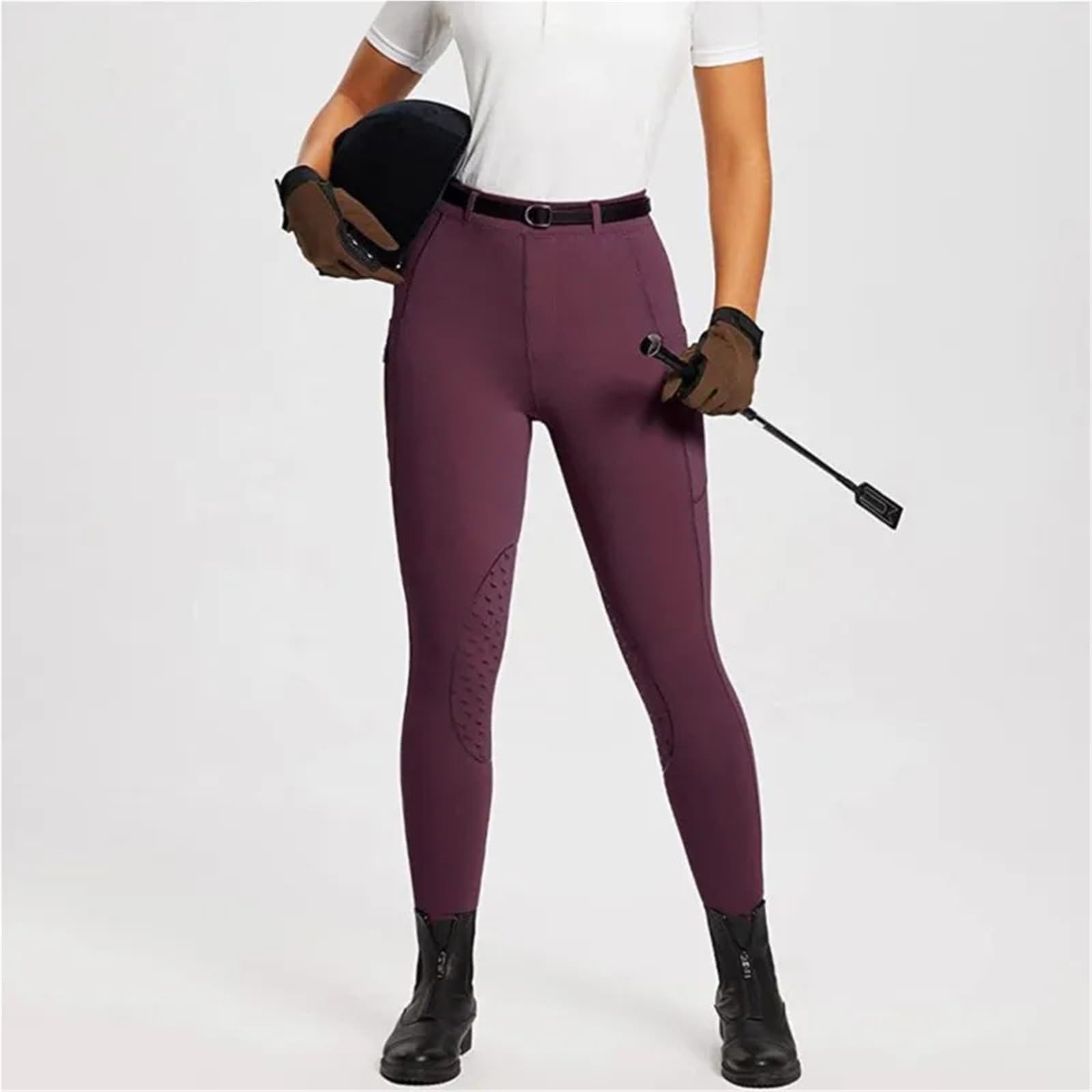 Pantaloni Equitazione Donna Pantaloni da Equitazione Collant equestri in Silicone Tasca con Cerniera Tuta Vita Alta Pancia contratta metà