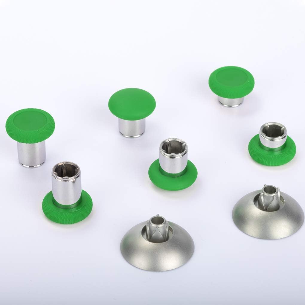 8 in 1 Metal Thumbsticks Joysticks Replacement, Swap Magnetic Analogue Stick Grips Buttons Parts with Repair Kit Accessories Compatible with Xbox one Elite Series 1/ PS4(Green)