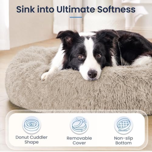 Image of JOLLYVOGUE Washable Dog Bed Medium Size Dog, 31 Inch Donut Medium Pet Bed