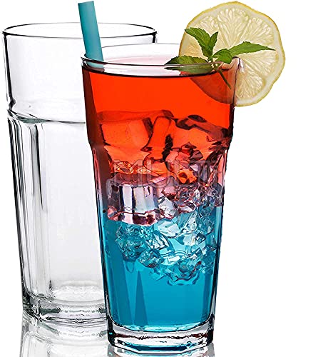 Image of 500ml Clear Glass Tumbler, Highball Drinking Glasses for Cocktails, Juices, Milkshakes Water Glass Clear Iced Tea and Glasses for Drinking Coke, Soda (Set of 2)