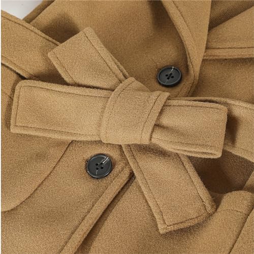 Girls Dress Coat Lapel Wool Blend Long Winter Jackets With Pockets Belt Girls Winter Dress Coat for 2-6 Years4