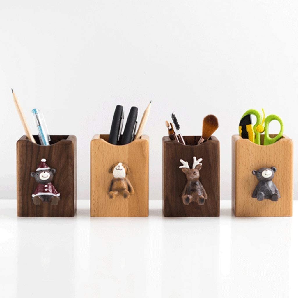 SXHRR Porte-gobelet à Stylo, Organisateur de Porte-Crayon en Bois fabriqué à la Main, Support de Porte-Crayon à usages Multiples, Pot à Crayons, Accessoires de Bureau