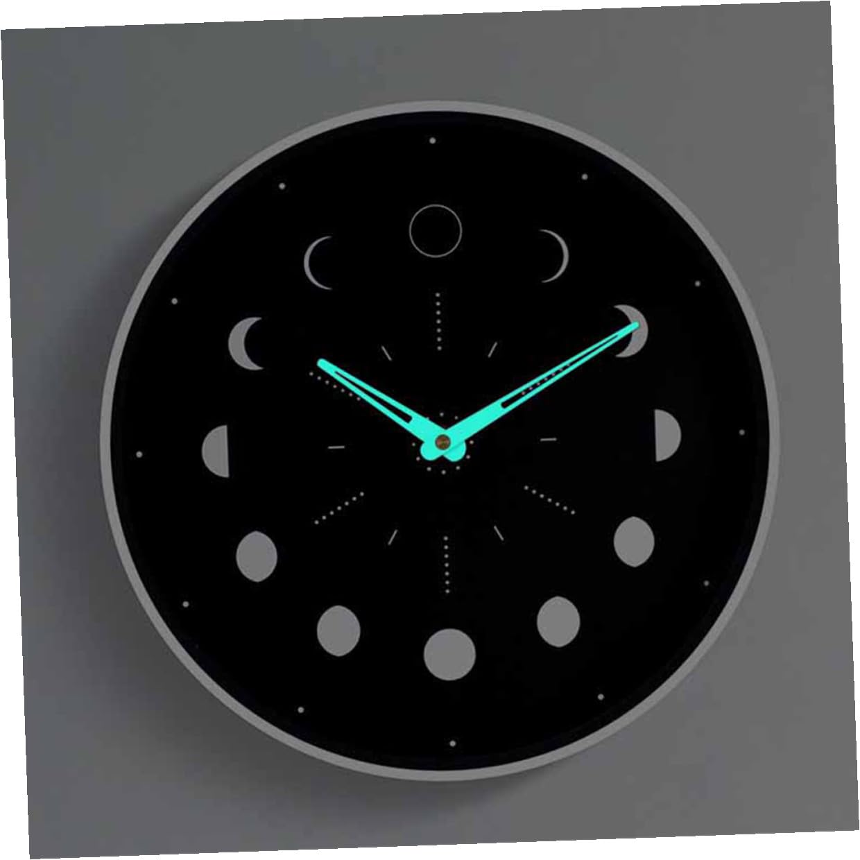 Gadpiparty Leuchtende Wanduhr mit Mondphasenanzeige Geräuschlos und Batteriebetrieben 30cm Rund für Wohnzimmer und Gästezimmer