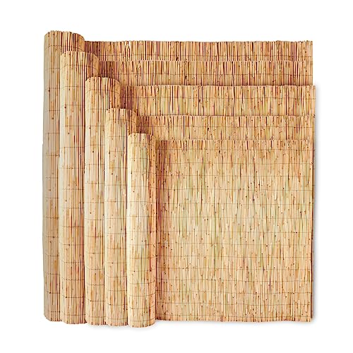 Wadan 8mm-10mm Extra Thick Natural Peeled Reed Fence Garden Screening Fence Panels Privacy & Protective Screening Roll for Outdoor Wind and Sun Protection (1m x 3m)