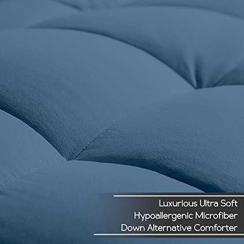 Image of Coronet Blue Twin Extra Long Down Alternative Comforter Set by Ivy Union