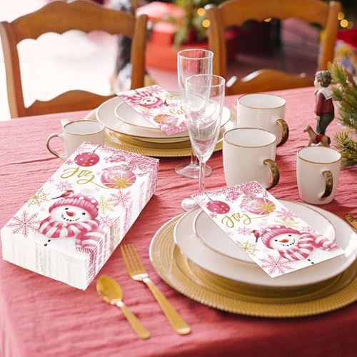 Servilletas de papel desechables para cena de Navidad color rosa 5