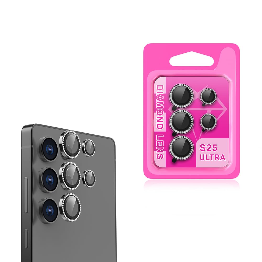 Zore Galaxy ile uyumlu S25 Ultra CL-06 Kamera Lens Koruyucu Siyah