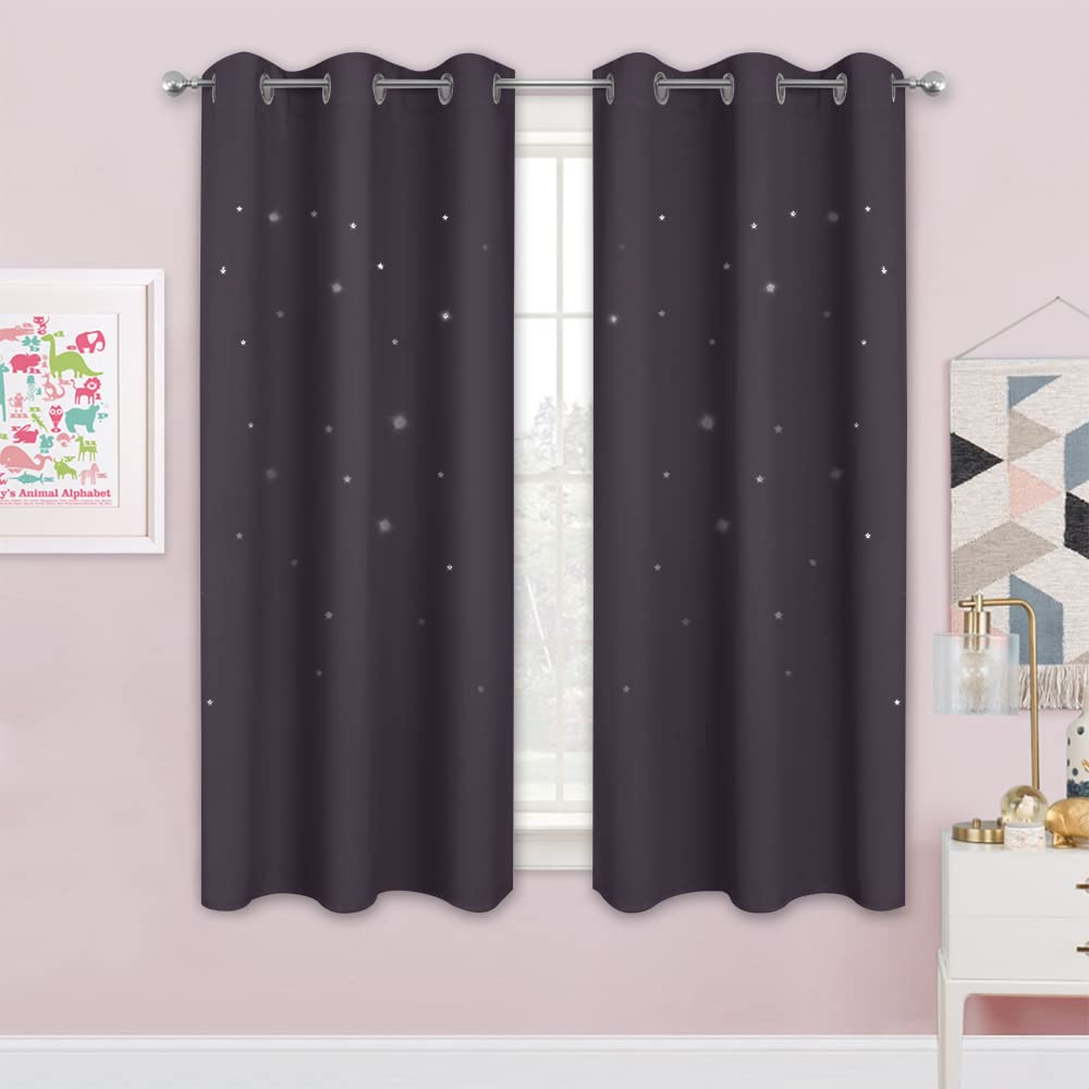 NICETOWN Blackout Curtains for Kids Room, Greyish Purple, 42 x 63, 2 Panels