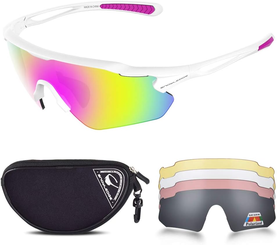 SnowledgeSports Sunglasses UV 400 Protection, Cycling Glasses with TR90 Superlight Frame for Men Women Cycling Climbing Fishing Driving Golf