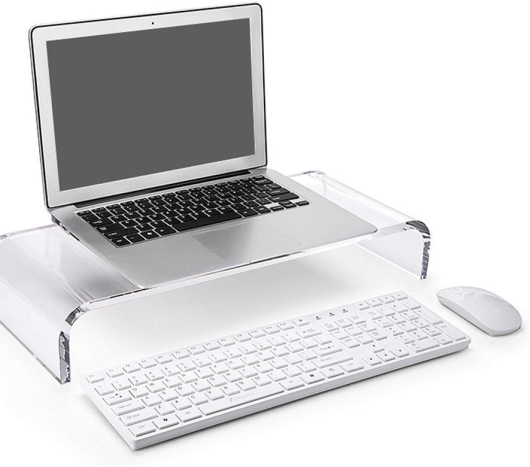 Acrylic 2-In-1 Monitor Stand and Keyboard Cover Anti-Cat Keyboard Protector with Computer Base for Office Use, Computer Lifting Rack and Ergonomic Monitor Riser