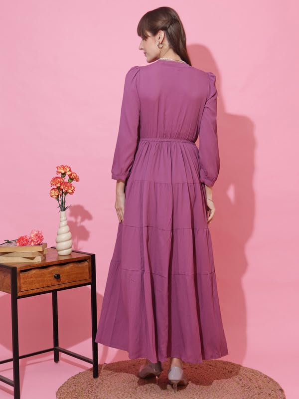 Image of Honky Tonky Women's Casual 3 /4 Sleeve Crepe Fit and Flare Dress| Comfortable Relaxed Fit Summer Party Dress