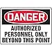 Accuform MADM010VP, 10" x 14" OSHA Danger Safety Sign "Authorized Personnel ." Plastic, Pack of 15 pcs