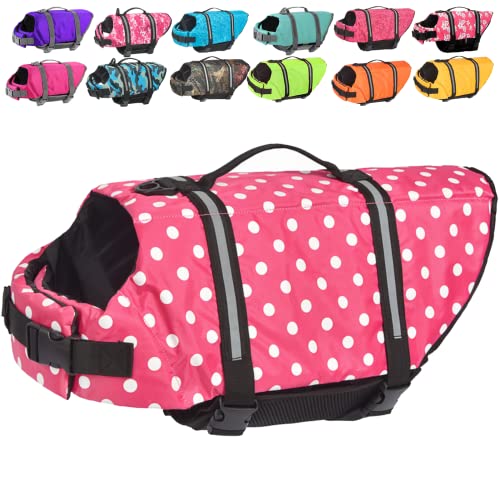 Doglay Doglay Dog Life Jacket with Rescue Handle, Dog Life Vest for Swimming Boating, Adjustable Reflective Puppy Swim Vest with Superior Buoyancy for Small Medium Large Dogs