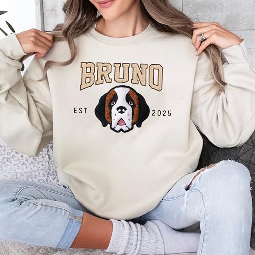 Custom Pet Embroidered Sweatshirt, Embroidered Dog Sweatshirt Faux Fur Tex, Custom Dog Face Embroidered Sweatshirt From Photo, Pet Lovers Gift, Gift For Mom4